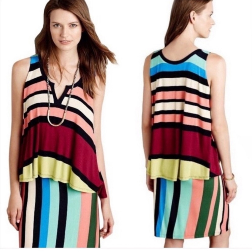 MAEVE Davina Striped Overlay Dress. Size S